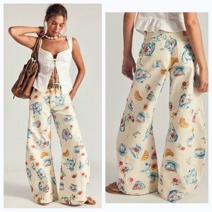 NWT FP x We The Free Eden Print Wide-Leg Slouchy Flare Jeans
